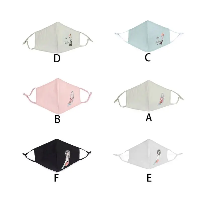 

6 Colors Women Student Winter Face Cover Warmer PM2.5 Cotton Mouth Mask Anti-Dust Cute Backpack Girl Figures Printed Respirator