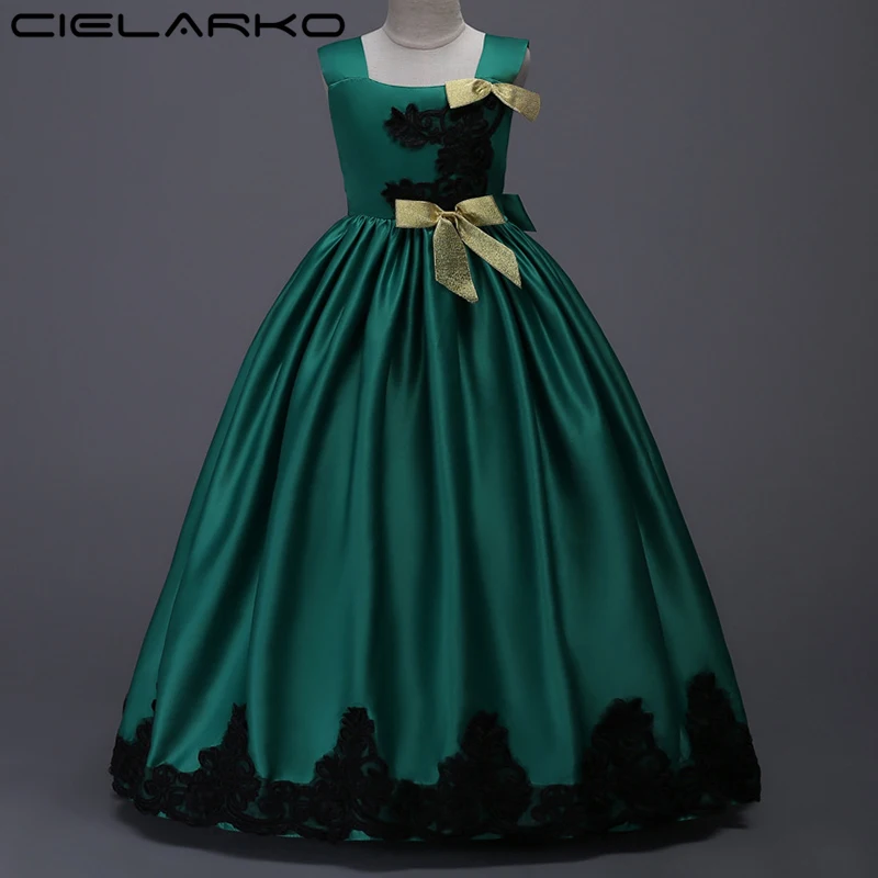 Cielarko/платье для девочек; Детские платья для свадебной вечеринки; платья принцессы без бретелек; платье до щиколотки для подростков; одежда для сцены для девочек