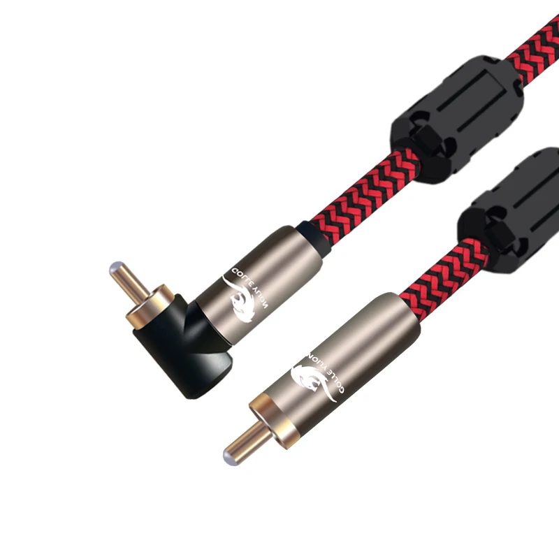 Hi Fi аудио кабель RCA Male для DVD динамика сабвуфера с углом к прямой оплетке OFC 1 м 2 3 5 8