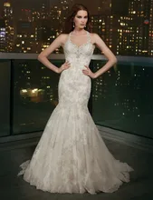 Halter 2016 Elegant Romantic robe de mariage Applique Tulle Button Bead Mermaid Bridal White Wedding Dress