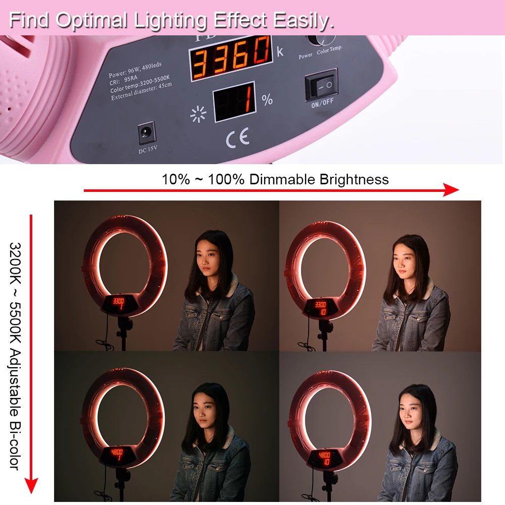 Фотостудия Live FD-480II 96 Вт светодиодный видео кольцевой светильник с ЖК-дисплеем зеркало для макияжа для Canon Nikon sony