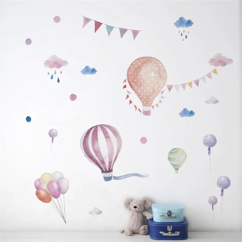  Balloons Flag Animals Rain Car wall stickers For kids rooms decals children bedroom kindergarten De - 32860034945