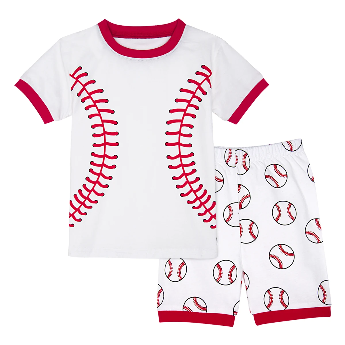 Детские пижамы для мальчиков, детские пижамы, пижамные комплекты с принтом футбольного мяча и бейсбола для малышей, Детская Хлопковая летняя одежда для сна для игры в баскетбол и футбол