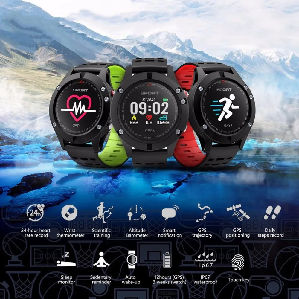 

F5 Smart Watch IP67 Heart Rate Monitor GPS Multi-Sport Mode OLED Altimeter Bluetooth Fitness Tracker Android iOS waterproof