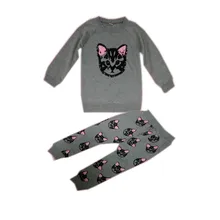 Spring Kids Clothes Sets Cotton Cute Cat Full Sleeve Shirt Pants Baby Girl Clothes