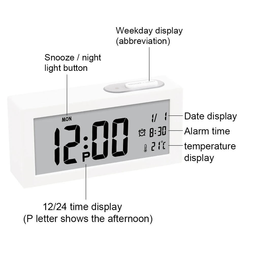 1 шт., цифровой будильник, студенческие настольные часы, большой ЖК-дисплей, Повтор сигнала, электронные детские часы, светильник, датчик, Ночной светильник, офисные часы