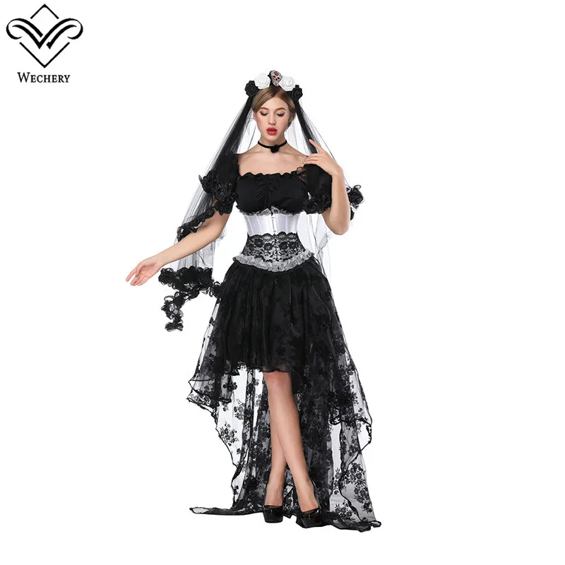 Corset Elástico Negro Sexy Victorian De Falda Manga Corta Faldas Traje Y Encaje Floral Tops Lace Conjunto Witchery Up vq8Zw