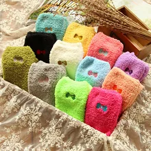 10 пар, яркие женские носки, зимние носки с вышивкой и бантом, утепленные термополотенце, носки из кораллового флиса, пушистые носки для женщин