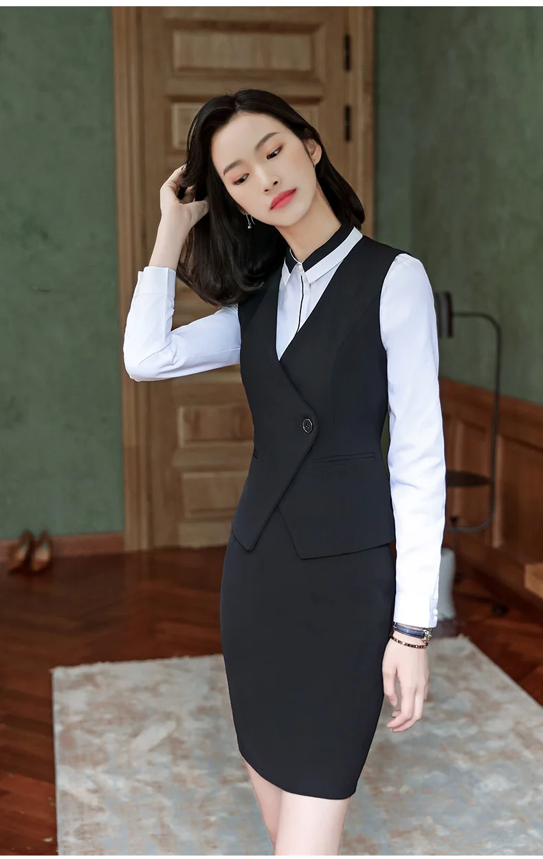 Fashion business Interview vest women new spring Slim V Neck Formal office ladies vest coat plus size uniforms