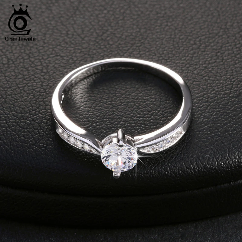 ORSA JEWELS Luxury Women Wedding Ring Lead & Nickel Free AAA CZ Shiny Rings 0.5 Carat Cubic Zircon For Female OR25