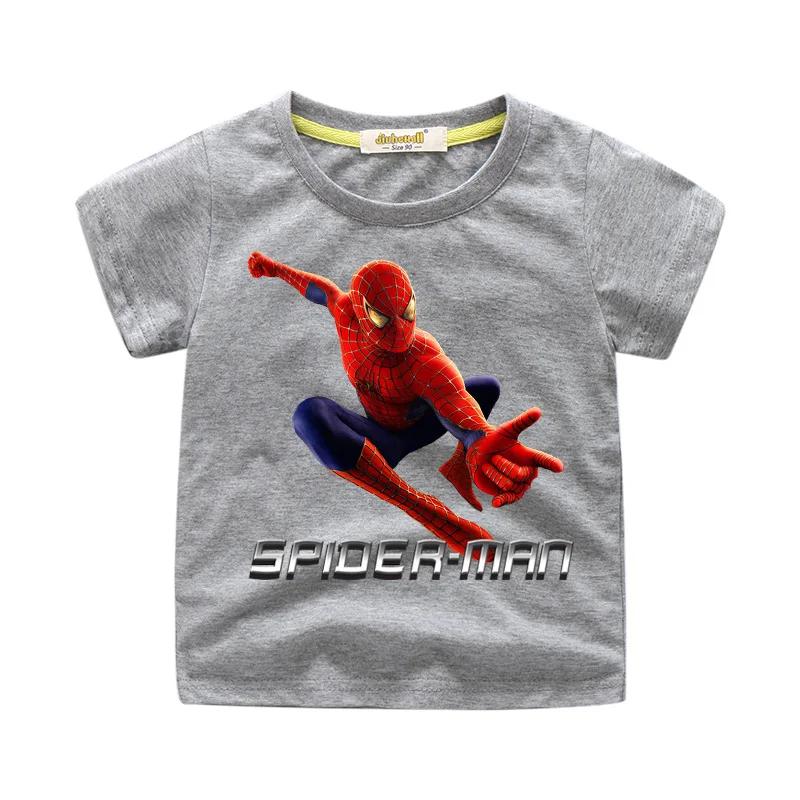 Boys Cartoon Spiderman T-shirt Costume Baby Summer Tee Top 100%Cotton Clothes Children Girls Casual Short Sleeve Tshirts WJ204 (1)