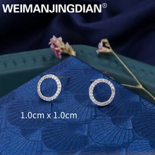 WEIMANJINGDIAN Новое поступление сверкающий фианит Фианит, циркон, Кристалл 10 мм серьги-гвоздики в виде колец для Для женщин