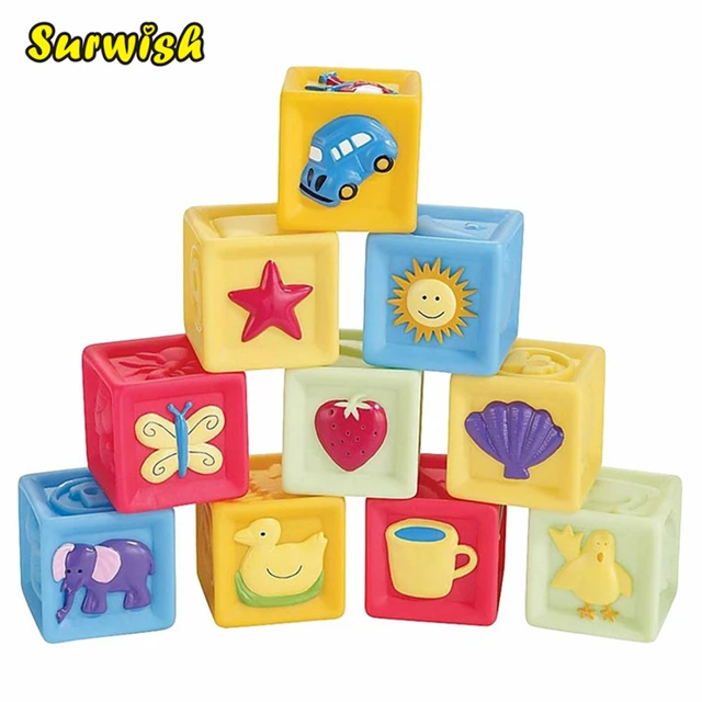 UTOYSLAND 10Pcs /set baby blocks toys non toxic soft plastic Cartoon