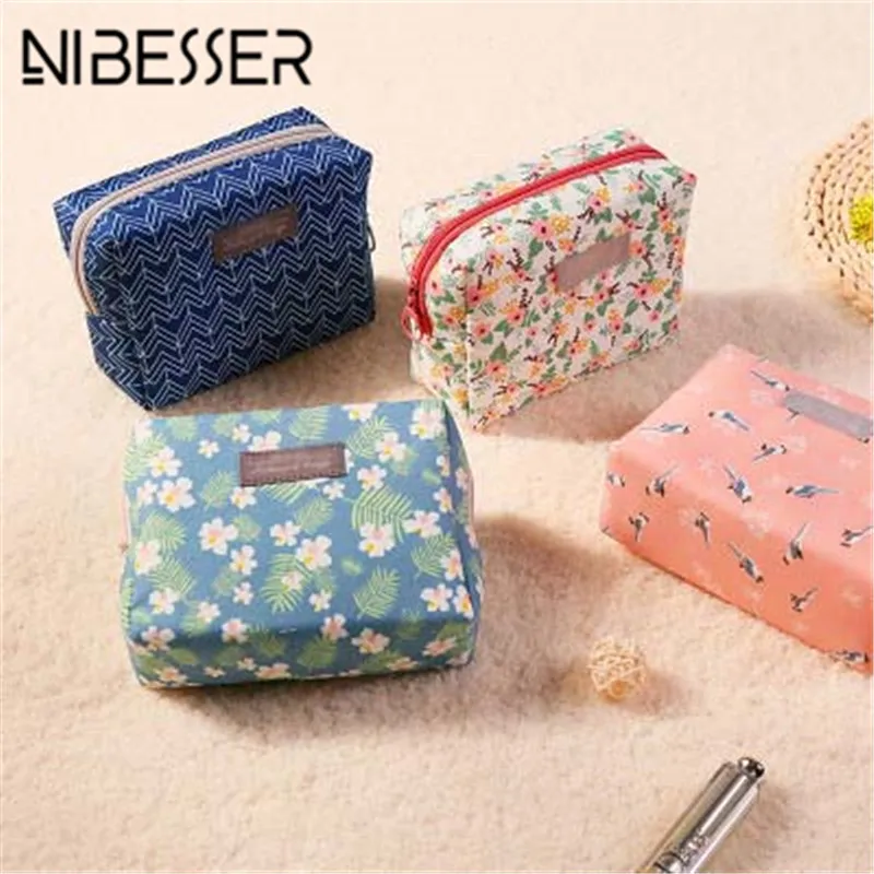 NIBESSER Sweet Floral Cosmetic Bag Travel Organizer Portable Beauty Pouch Toiletry Zipper Bag ...