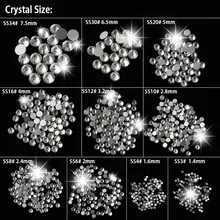 SS3-SS40 1440 шт swarovsky Прозрачные элементы для украшения ногтей кристально чистое не исправленное железо на AB Кристальные плоские с оборота Стразы