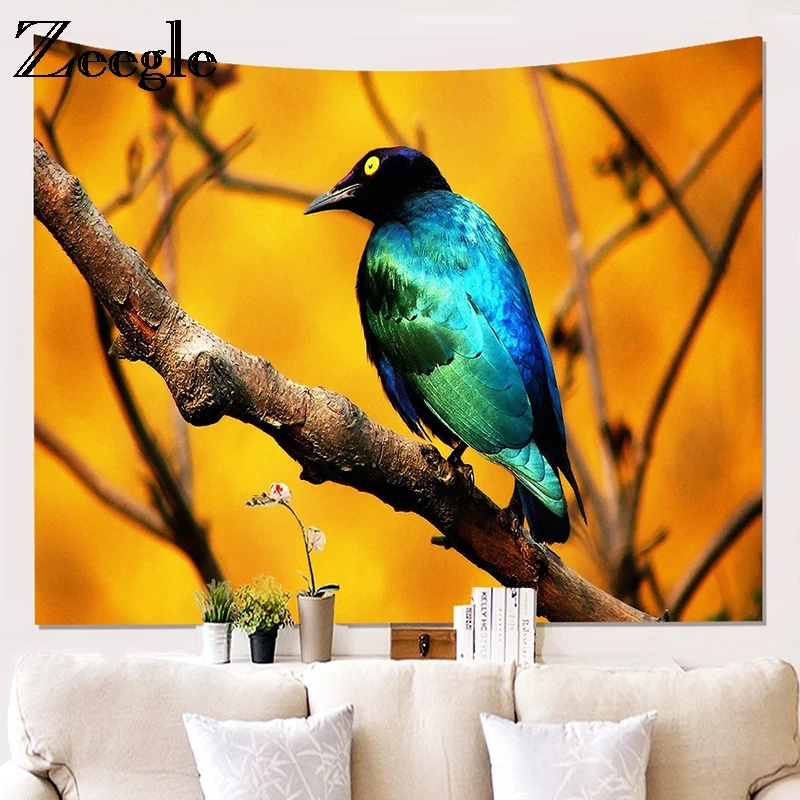 Zeegle Home Decor Tapestry Bird Printed Wall Haing Tapestry Sofa Cover Table Cloth Bedspread Soft Beach Towel Picnic Mats
