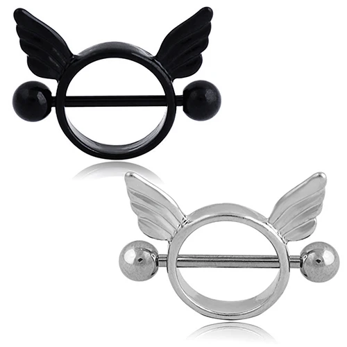 1 Pc Sexy Wings Circle Nipple Shield Ring Round Ball Body Piercing Bar