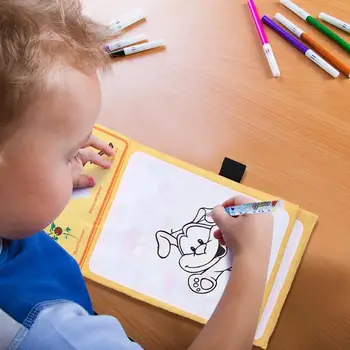 

Colorful Kids Magic Water Drawing Book with Pen Children Reusable Cartoon Patterns Cloth Book Baby Graffiti Painting Education