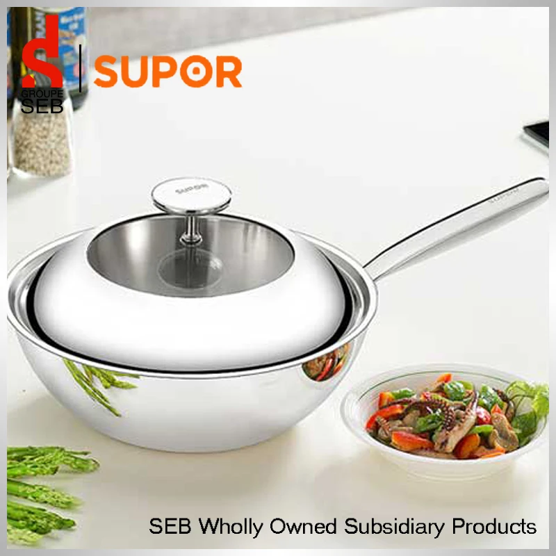 Supor Stainless Steel Cooking Pot Visible Lid Non Coating WokWoks
