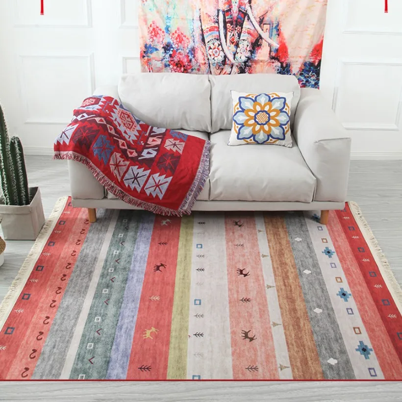 Марокканский нордический фланелевый хлопковый ковер с кисточками, ковер для спальни, покрывало, коврик, простой современный Настольный коврик, кухонный коврик, украшение для дома