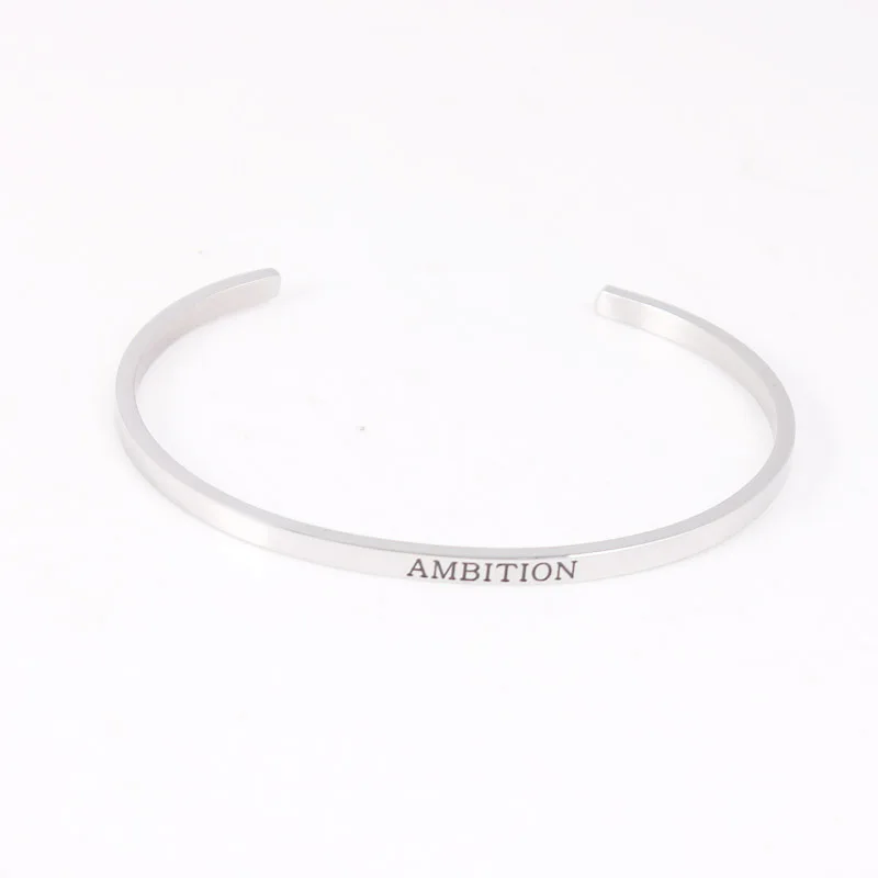 

New Stainless Steel Bracelet Engraved Positive Inspirational Quote Cuff Bracelet Mantra Bracelet Bangle For Women Gift