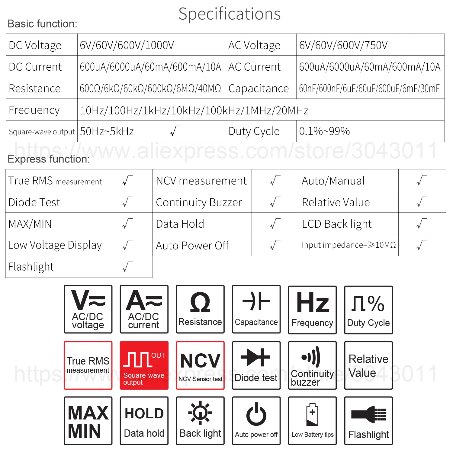 Najtaniej Cyfrowy multimetr Anti burn Mini DC AC NCV wyjście prostokątne true rms tester diodowy elektroniczny przyrząd do konserwacji KM DM01B