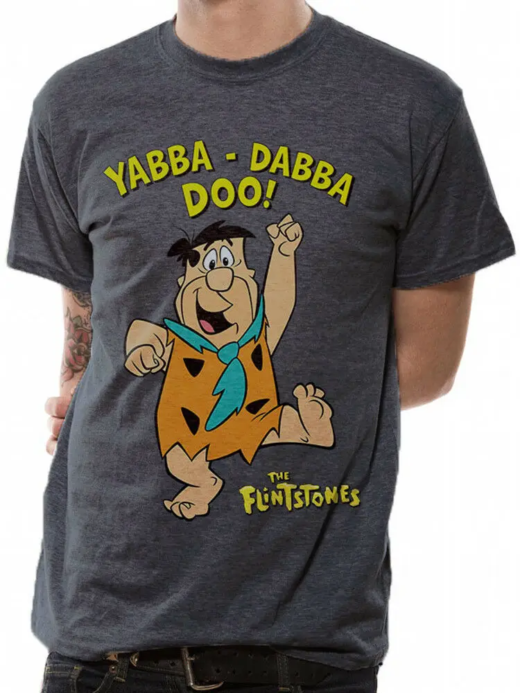 Flintstones Yabba Dabba Do Fred официальная мужская серая футболка Hanna Barbera | Мужская одежда