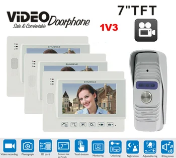 

ZHUDELE International Quality Home House Security System 7"Video Door Phone Touch Key with SD Card, Doorbell Intercom In Stock