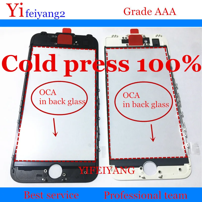 

10pcs A quality 100% Cold press Front Glass+Bezel+OCA For iPhone 8 7 6 6s plus 6P 6SP Outer Glass with Frame with oca lcd repair