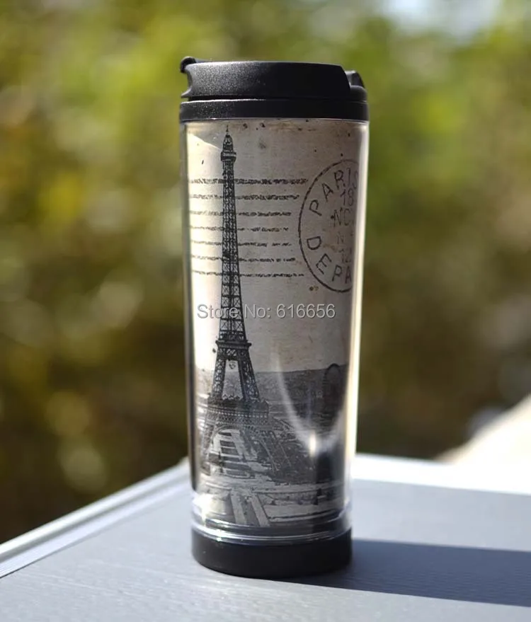 

free ship car mug Design mug thay you need even one piece 380ml diy mug plastic coffee mug can change insert paper