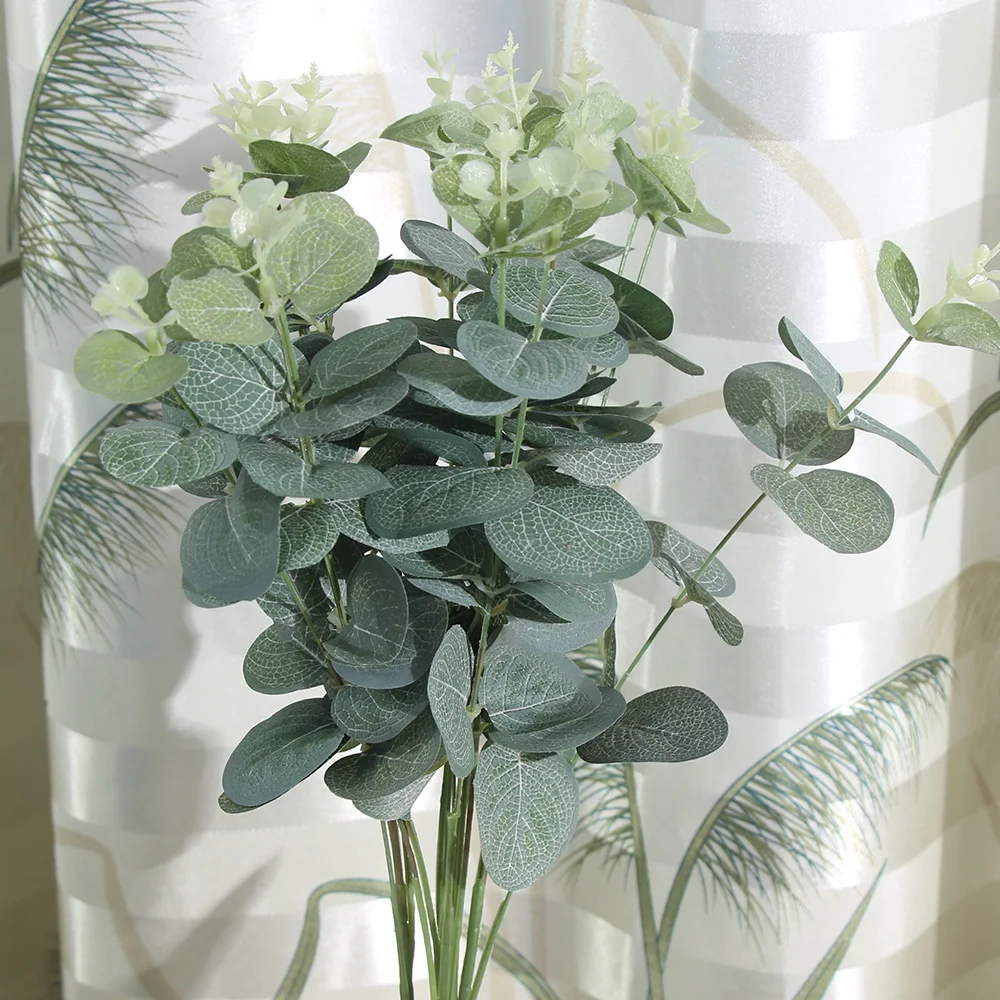 16 Heads Artificial Fake Leaf Eucalyptus Green Plant