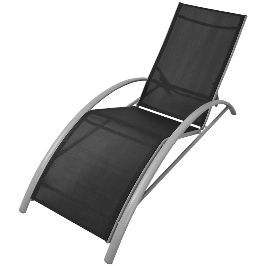 

New Arrival 156 x 60 x 89 cm Adjustable Sun Lounger Aluminium Black Silvery Grey Frame Outdoor Furniture Sun Lounger Recline