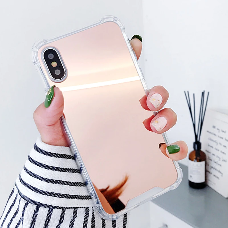 Mirror Phone Cases for iPhone 7 8 Plus TPU Back Protect Case for iPhone X 6 6 S 8 Plus Cover Reflect Girly Cute Case Capa Coque (3)
