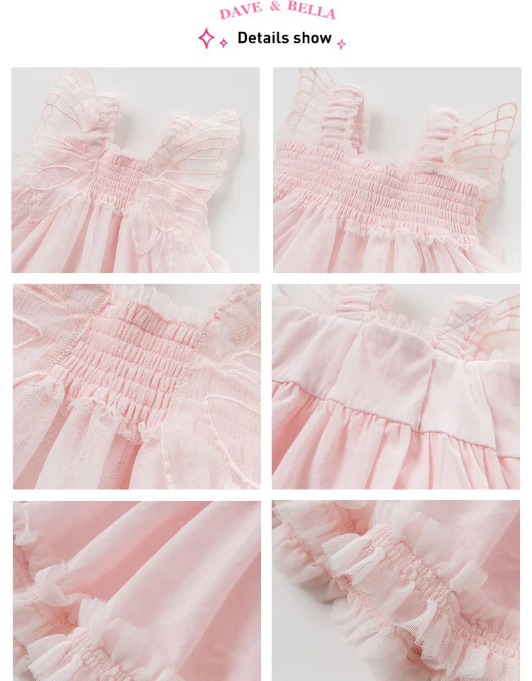 Dave bella/летнее платье принцессы с бантом для маленьких девочек; Детские Вечерние Платья с цветочным рисунком на свадьбу; одежда для малышей; DB9940