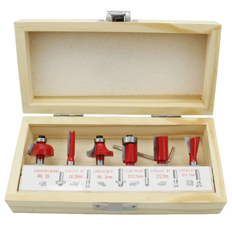 

Electric Wood Milling Engraving Machine Trimming Knife Straight Knife 6 Sets Of Tools Trimming Machine Special Milling Cutter