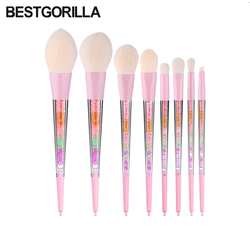 8pc/set crystal Makeup Brushes Set Acrylic handle Cosmetic Foundation Eyshadow Blusher Powder Blending Brush beauty tools kits