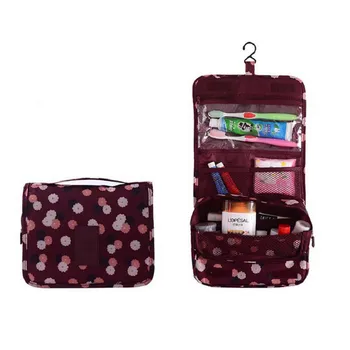 

2019 Hanging Portable Cosmetic Bag Case Jewelry Storage Bag Organizador Makeup Data Cable Bag Travel Toilet Printed Organiser