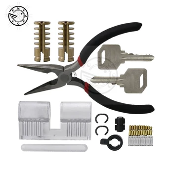 

Removable Transparent DIY Lock Visible Pick Cutaway For Practice View Padlock Training Skill Locksmith Hardware With AB Keys