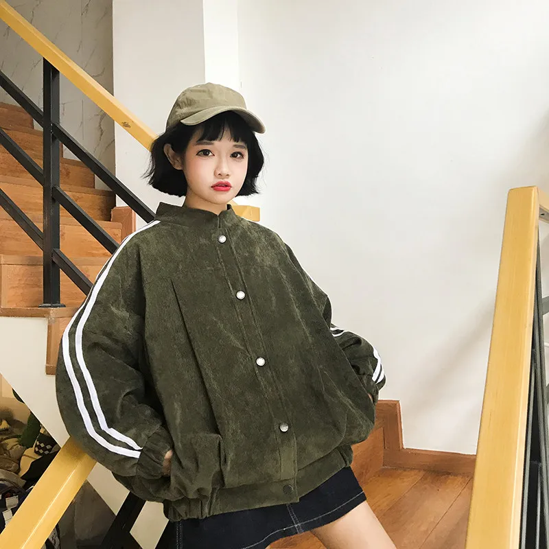 New Striped Jacket Fashion Oversize Casual Women Harajuku Basic Jackets And Coats Ladies Autumn Winter