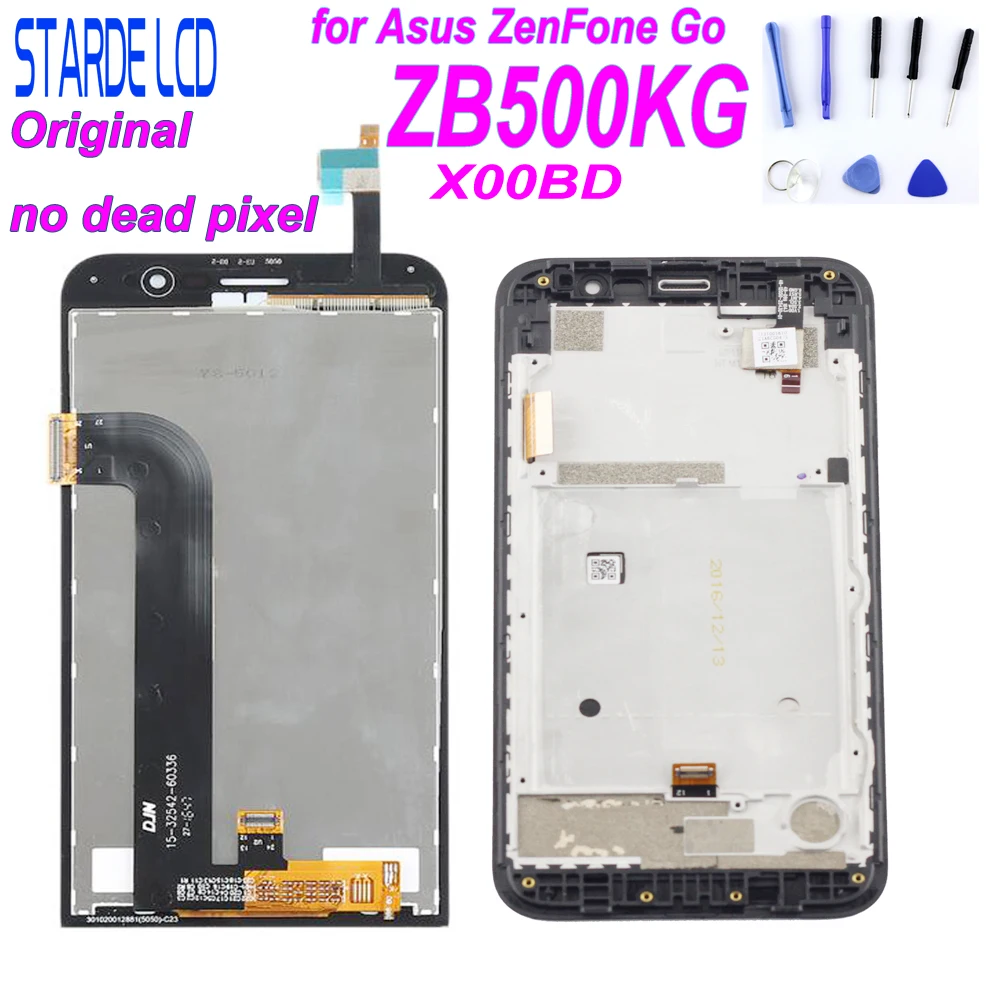 Goedkoop STARDE Originele LCD voor Asus Zenfone Gaan ZB500KG X00BD Lcd Touch Screen Digitizer Vergadering met Frame met Gratis Tools