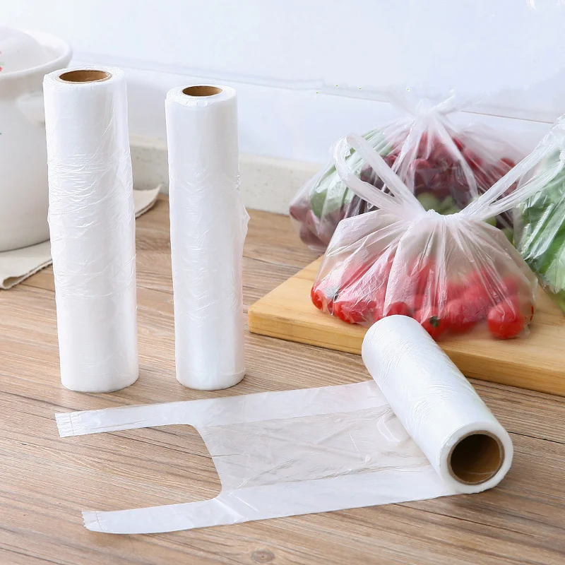 100 Pcs Disposable Refrigerator Vest Type Vegetable Fresh Bag transparent Plastic Bag Food ...