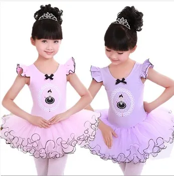 

new Children Dance tutu Dress Girl Ballet Dress Fitness Clothing Performance Wear Leotard Costume Girl Summer Skirt pink color