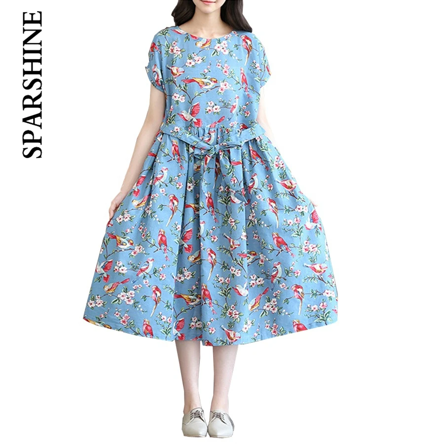 Blue Linen Summer Dress