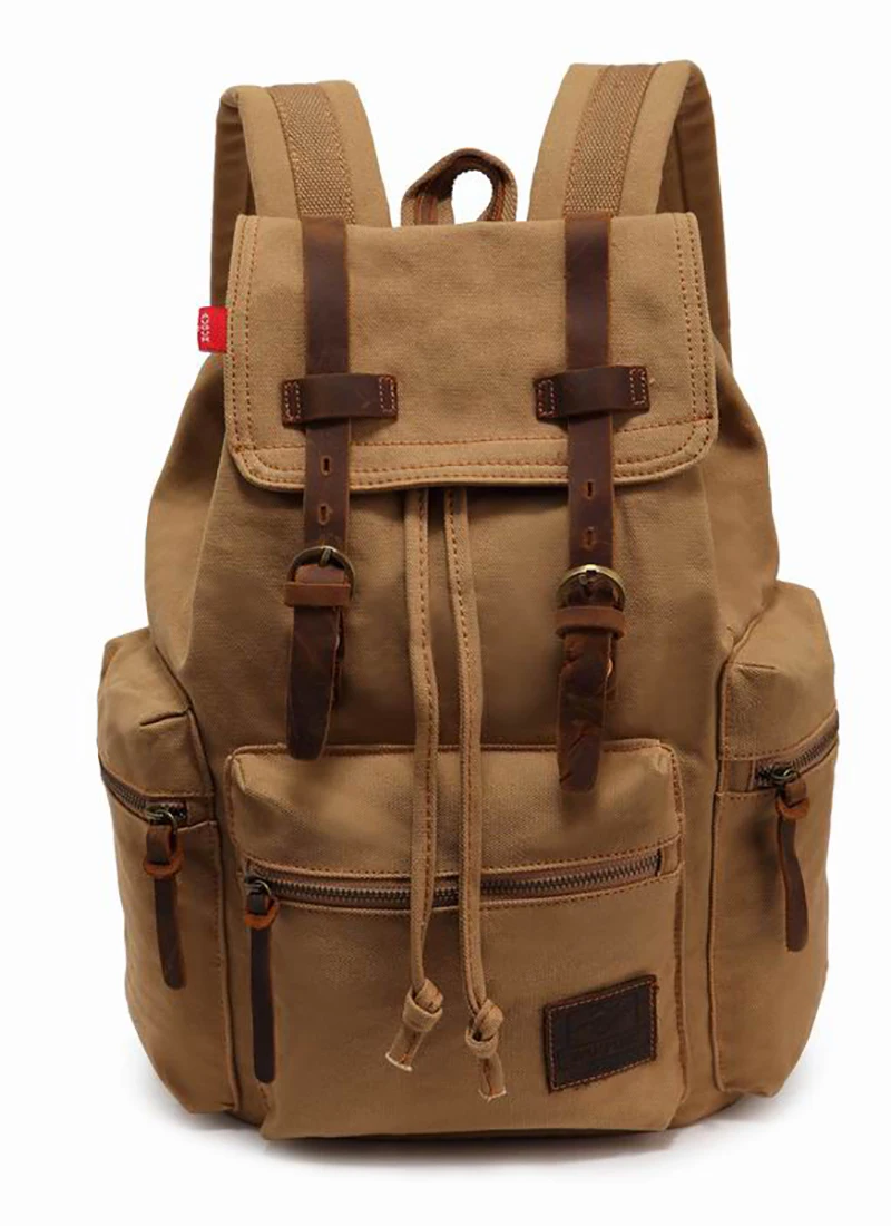 Унисекс, парусиновая Винтаж рюкзак кожаной отделкой Повседневное Bookbag Для мужчин Для женщин ноутбук путешествия рюкзак plecak для мужчин и