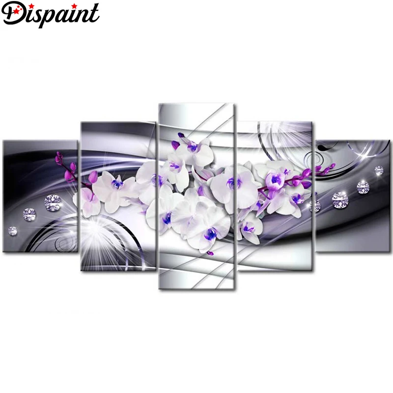 Dispaint 5pcs Full Square/Round Drill 5D DIY Diamond Painting &quotFlower orchid&quot Multi-picture Combination Embroidery Decor | Дом и сад
