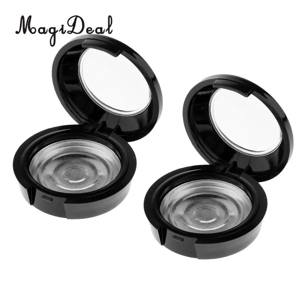 2pcs Cosmetic Empty Palette Eyeshadow Eyebrow Powder Blusher Makeup Case Highlighters Container Mirror Inside