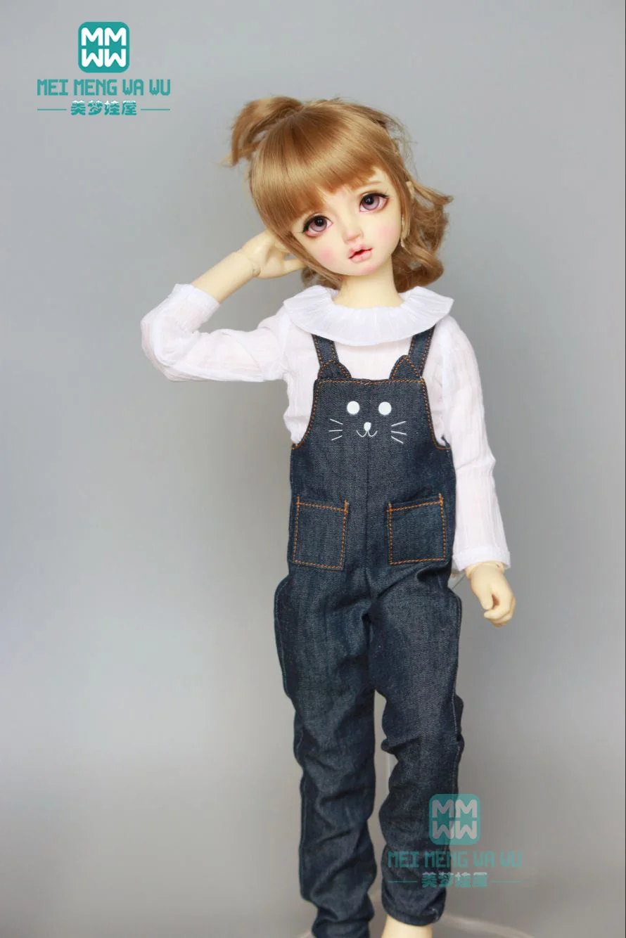 BJD кукольная одежда модный джинсовый комбинезон белая рубашка 43 см 1/4 BJD MSD аксессуары для куклы