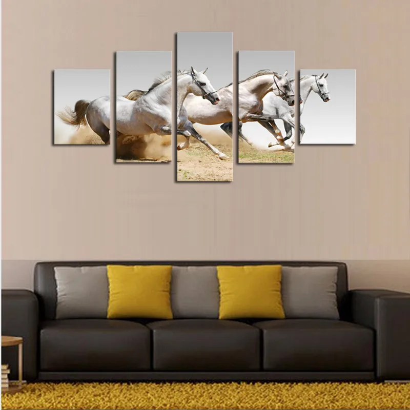 Five Pieces Horses Paintings Hd High Quality Wall Painting For Five Pieces Horses Paintings Hd High Quality Wall Painting For Office And Study Room Decorative Pictures Free Shipping In Calligraphy From Home