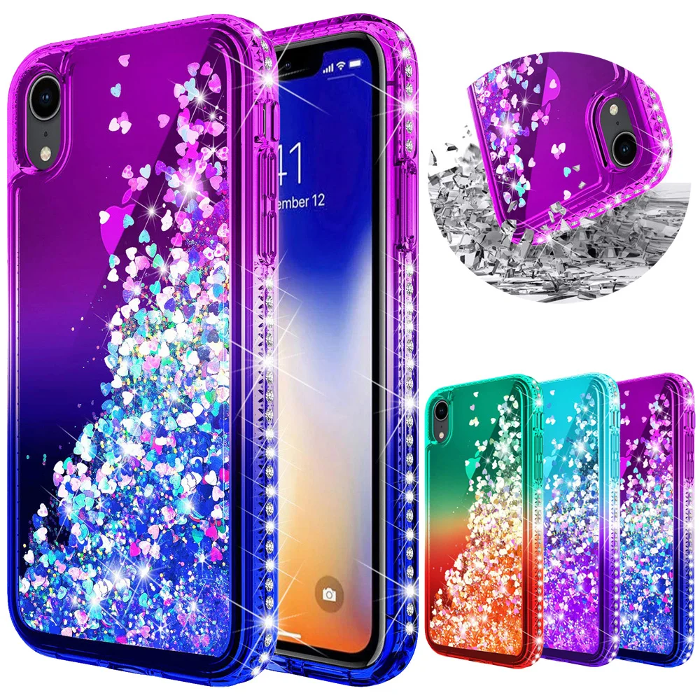 Чехол для iPhone X XR XS Max роскошный чехол с жидкостью и сыпучим песком Блестящий