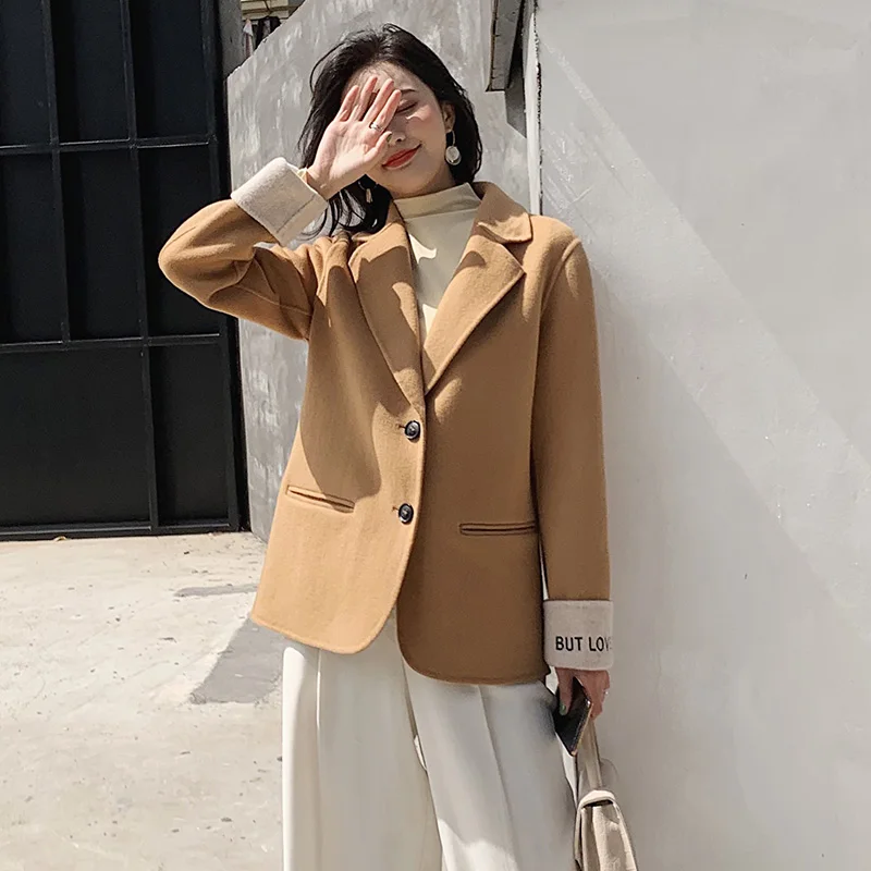 AYUNSUE зимнее пальто женское 90% натуральное шерстяное пальто женская одежда корейская элегантная женская кашемировая куртка с вышивкой Abrigos Y01123 - Цвет: Camel